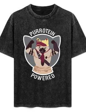 PURROTEIN POWERED (WHITE) T-Shirt Big Size Short Sleeve Casual Top - Aliexpress - FashionsVida