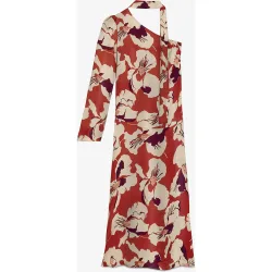 Vestido midi asimetrico y hombro descubierto