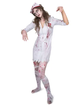 Halloween Damen-Kostüm Horrorkrankenschwester weiss-rot - female - KARNEVAL-MEGASTORE - FashionsVida