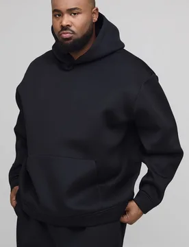 Herren Plus Übergroßer Verbundstoff-Neopren-Kapuzenpullover Black Größe 2XL - boohooMAN - FashionsVida