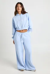 Womens Ath Dept Side Stripe Zip Through Hooded Tracksuit - Light Blue Cotton - Size X-Large