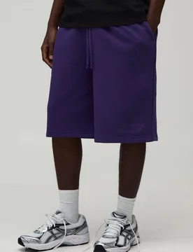 Herren Weit Geschnittene Bestickte Lila Jersey-Shorts Purple Größe 5XL - boohooMAN - FashionsVida