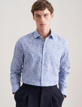 Slim Business Hemd Druck Blau 37