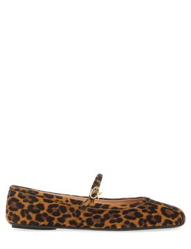 Carla Leopard-print Suede Mary Jane Ballet Flats