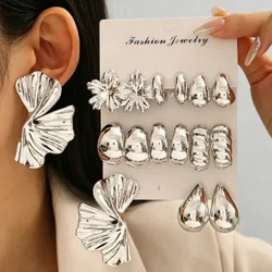 Juego de 4/6/16 piezas de pendientes de plata, hoja de ginkgo, gota de agua, diseño de pendientes gruesos, pendientes de mujer ligeros y de moda, reg