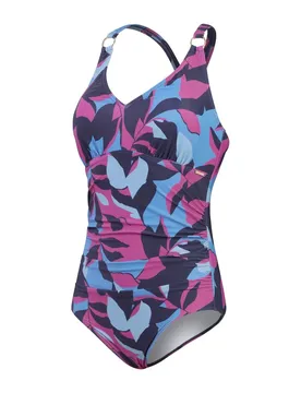 Shaping Printed V-Neck Damen Schwimmanzug, blau 42