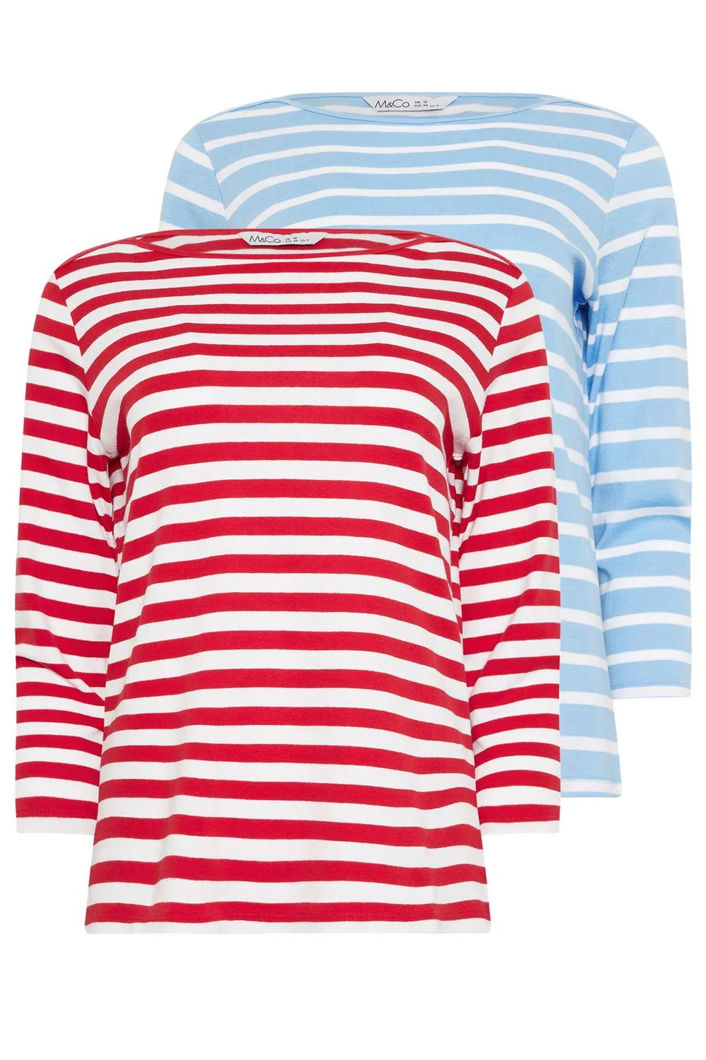 Women's 2 Pack Stripe Slash Neck Tops Size: 16 - Multicolor - Size: 16 - M&Co - FashionsVida