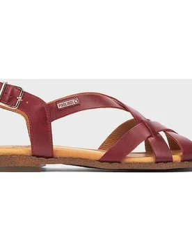 Sandalias planas de mujer de piel de tiras trenzadas y atadas al tobillo - Pikolinos - FashionsVida