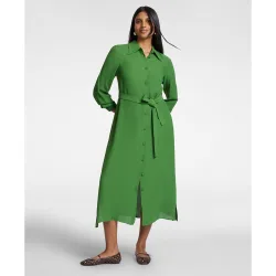 Vestido camisero con cinturón cierre frontal con botones y cinturón en la cintura del mismo tejido