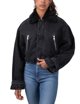Sherpa Denim Jacket Denim Grey L Damen - Calvin Klein - FashionsVida