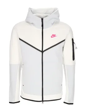 Felpa Leggera Cappuccio Zip Uomo Sportswear Tech Fleece Full-zip Hoodie Summit White/pure Platinum/hyper Pink - Nike - FashionsVida