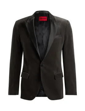 Hugo Mens Regular Fit Solid Patterned Blazer In Medium Grey - Size Small - Hugo Boss - FashionsVida