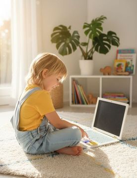 Giocattolo in legno – Il mio primo laptop - panna