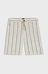 Shorts misto lino a righe uomo beige chiaro