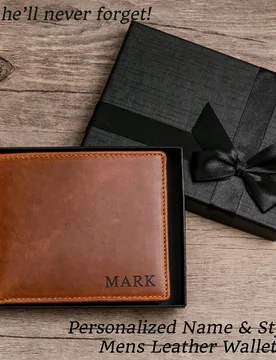 Cartera personalizada, Cartera para hombre, Cartera grabada, Cartera para padrino, Cartera de cuero genuino, Regalo para novio, Regalo para padrino, F - Shein - FashionsVida