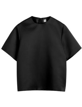 Duchesse Satin T-Shirt with Wide Sleeves and Concealed Zipper
