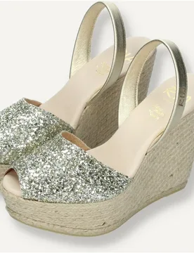 Menorquina esparto en glitter champagne - Ria Menorca - FashionsVida