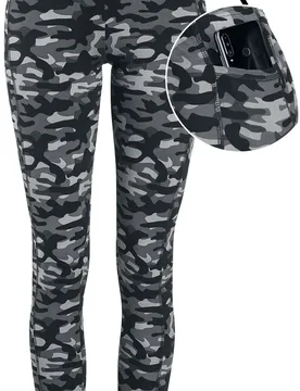 Camouflage/Flecktarn Leggings - Graue Camo-Leggings mit seitlichen Taschen - XS bis 5XL - für Damen - Größe 5XL - grau - Frauen - female - Rock Rebel by EMP - FashionsVida