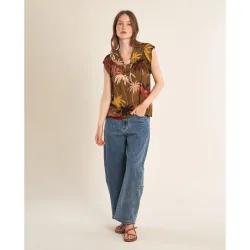 Top de mujer de manga corta estampado floral