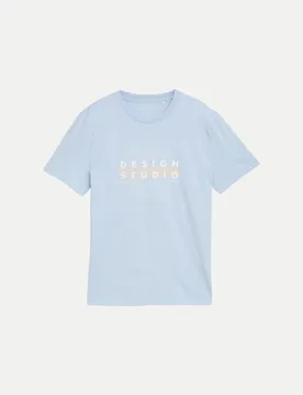 Basic T-Shirt mit Logo Print Blau L - Tom Tailor Denim - FashionsVida