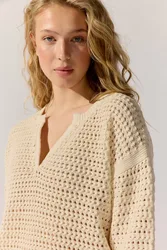 S Ajour V-Neck knitted female