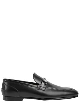 Men's Low-Cut Leather Flat Loafers with Extra-Padded Insole, 15 mm Height Clamp Detail