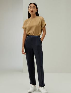 Donna Maglia Seta Casual Elegante Scollo Rotondo XL