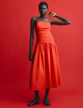 Sfera - Vestido tirantes drapeado - Sfera - FashionsVida