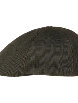 Herringbone Duck Flat Cap by - brown-olive - Herren - Size: XL (60-61 cm) - Stetson - FashionsVida