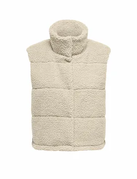 Chaleco acolchado con aspecto de piel ONLSANDRA beige XL - Only - FashionsVida