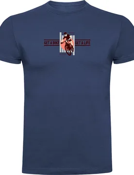 Maglietta A Maniche Corte Get A Life Denim Blue - Kruskis - FashionsVida