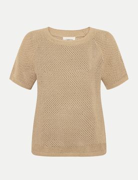 Strickpullover mit Ajour-Muster Beige 38