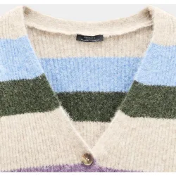 Cárdigan de mujer de punto con botones y estampado de rayas