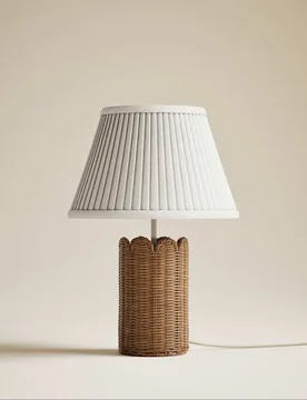 Wicker Scalloped Table Lamp Natural - M&S - FashionsVida