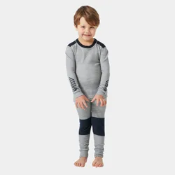Kids' LIFA® Merino Wool Base Layer Set Grey 1 - Grey Melange - Unisex