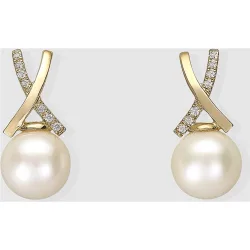 Pendientes Mio de oro, diamantes y perla