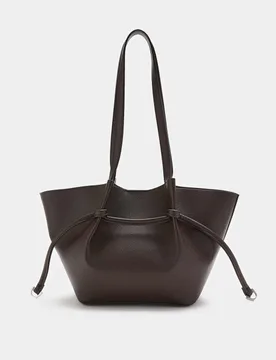 Faux Leather Pinched Mini Tote Bag Bitter Chocolate female - M&S - FashionsVida