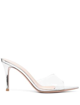 Pointed-Toe Sandals with Soft Plexi Front Band and See-Through Detail, 85 mm Heel, 100% TPU, Made in Italy