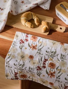 Strofinacci da cucina in cotone con motivo floreale 2 pack - arancione