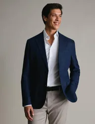 Slim Fit Pure Linen Suit Jacket Navy male