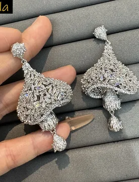 Cubic zirconia earrings for women unique luxury jewelry fushia yellow silver gold color dangling earrings gala event party gift - Aliexpress - FashionsVida