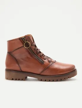 Botín de mujer plano cordones cremallera - LT Comfort - FashionsVida