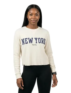 T-shirt à Manches Longues Ath Essential Graphic Desert Bone Off White L - Superdry - FashionsVida