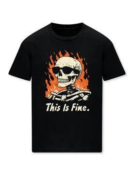 T-Shirt - This Is Fine - M bis 3XL - für Männer - Größe M - schwarz - Männer - male - Goodie Two Sleeves - FashionsVida