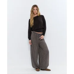 Pantalón ancho de mujer de cuadros