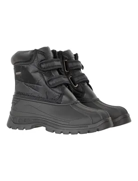 Grit' Womens Short Muck Boots With Touch Strap Fastening Cushioned Footbed Hiking Shoes Black - Size Uk 4 - Mountain Warehouse - FashionsVida