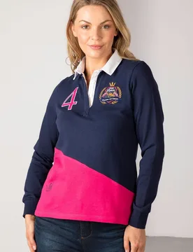 Diagonal Panel Womens Rugby Shirt - - Size: 12 - Rydale - FashionsVida