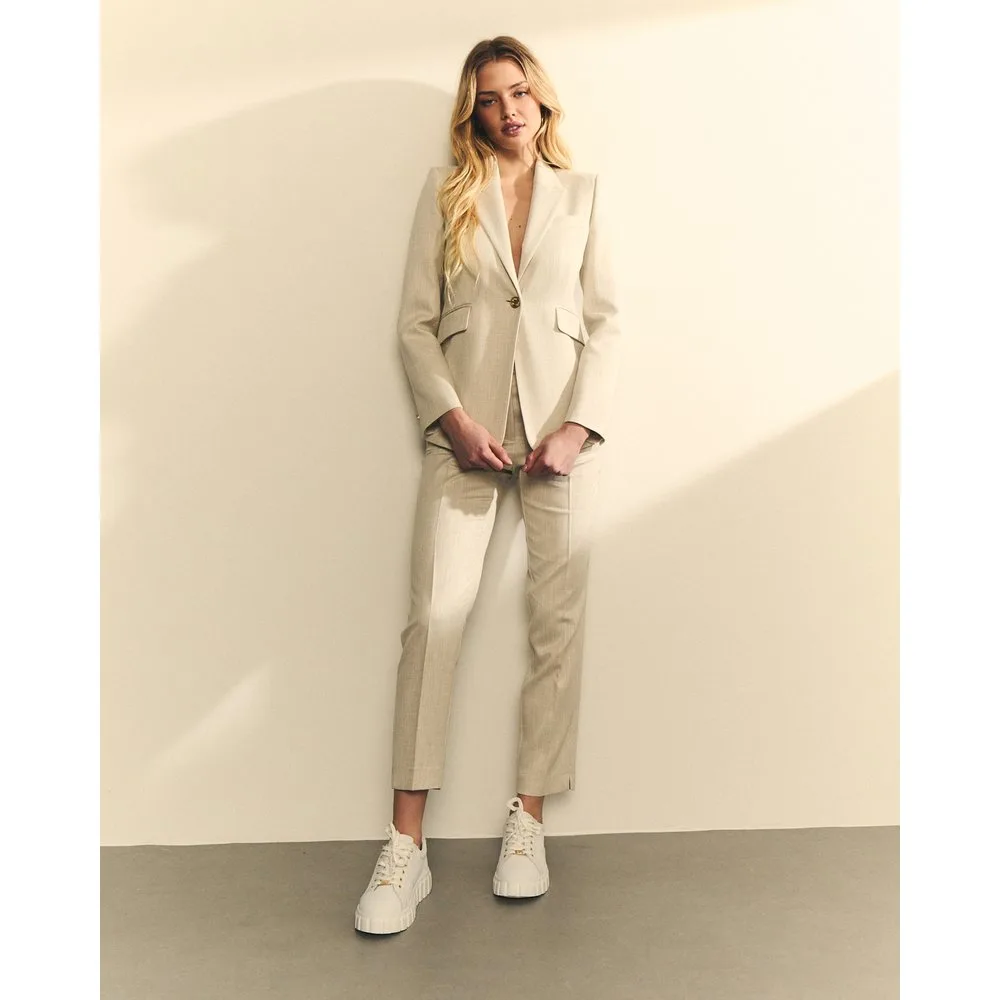 Pantalones de vestir de mujer de traje recto con brillo - Hannibal Laguna Collection - FashionsVida