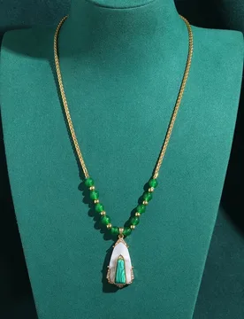 Vintage Green Necklace Pendant Beads Gold Color Big Peacock Natural Stone Retro Design Luxury Valentine's Day Women Party New - Aliexpress - FashionsVida