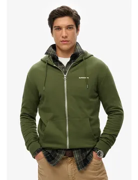 Felpa Con Zip Plain Army Green 2XL